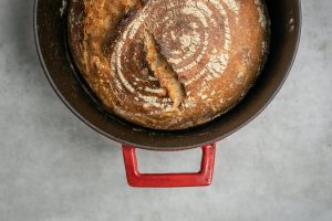 Image of sourdough loaf in a dutch oven